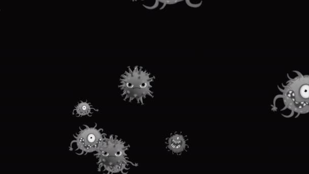 Illustration médicale 2d, fond d'animation 3d de cellules, virus bactériens dans le monde. Virus du risque humain. Coronavirus. Vue microscopique. Modèles de cellules macro flottant .
