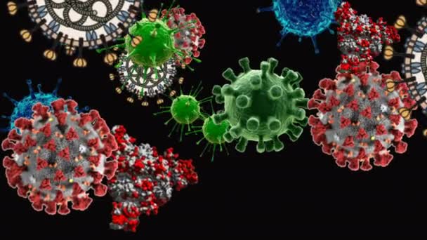 Illustrazione Medica Sfondo Animazione Cellule Virus Batterici Nel Mondo Virus — Video Stock