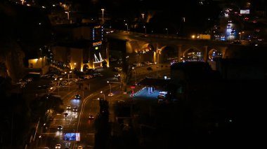 City Night Traffic On Bridge and Street