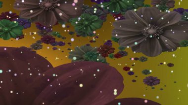 abstract background with dark flowers and small glowing lights