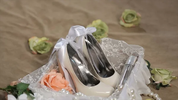 Close Beautiful Bridal Shoes — ストック写真