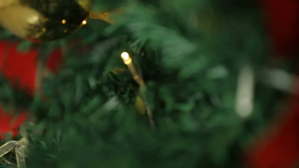 Christmas Decoration New Year Tree Bokeh Lights — Stockfoto