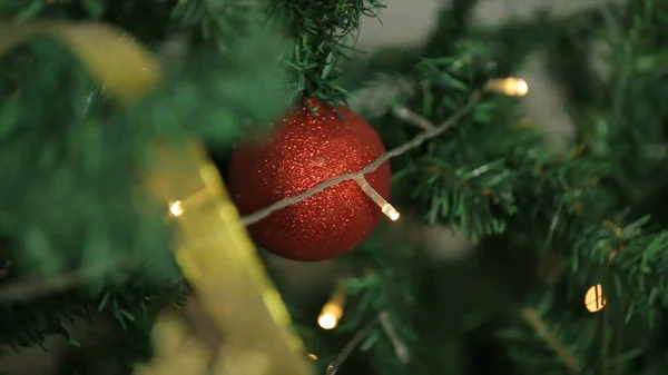 Christmas Decoration New Year Tree Bokeh Lights — Stockfoto