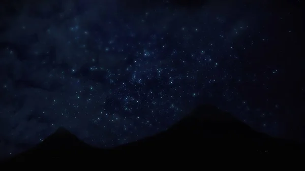 Нічний Вид Гори Зоряне Небо — стокове фото