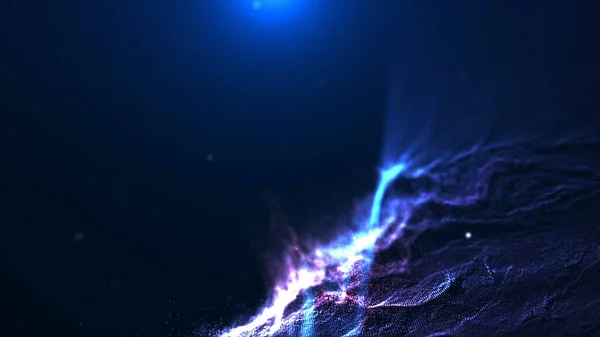 Abstract Dark Background Glowing Particles —  Fotos de Stock