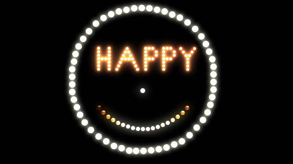neon light sign. HAPPY 