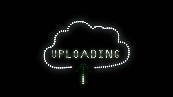 Cloud Icon Neon Light Sign Uploading — 图库照片