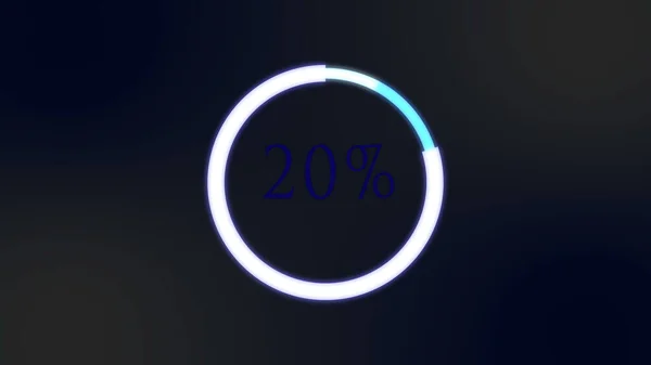 Loading indicating circle icon on dark background, 20% loading