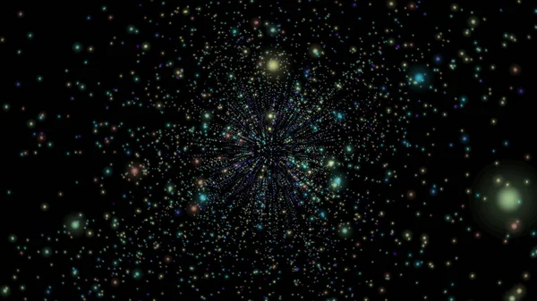 Resumo Fundo Escuro Com Partículas Brilhantes Ilustração Galáxia Espacial — Fotografia de Stock