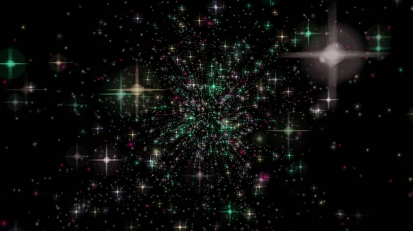 Abstract Dark Background Glowing Particles Space Galaxy Illustration — kuvapankkivalokuva