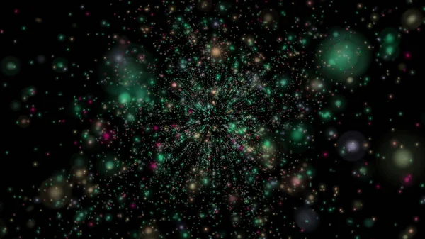 Abstract Dark Background Glowing Particles Space Galaxy Illustration —  Fotos de Stock