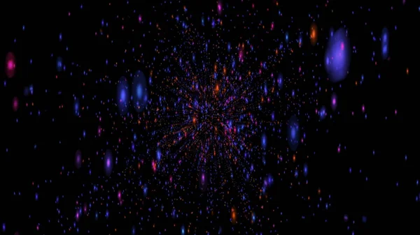 Abstraktní Tmavé Pozadí Zářícími Částicemi Vesmírná Galaxie Ilustrace — Stock fotografie