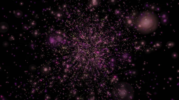 Abstract Dark Background Glowing Particles Space Galaxy Illustration — 图库照片