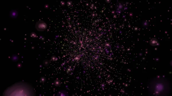 Abstract Dark Background Glowing Particles Space Galaxy Illustration — 图库照片