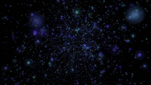 Astratto Sfondo Scuro Con Particelle Incandescenti Illustrazione Galassia Spaziale — Foto Stock