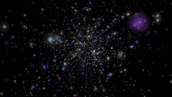 Abstract Dark Background Glowing Particles Space Galaxy Illustration — ストック写真