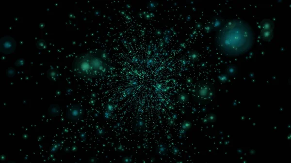 Abstract Dark Background Glowing Particles Space Galaxy Illustration —  Fotos de Stock