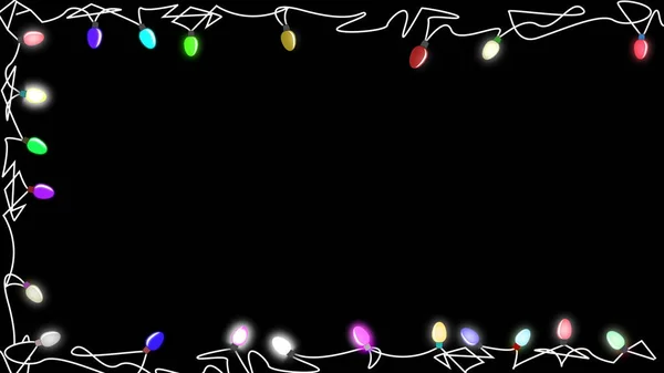 Christmas Lamps Frame Place Text Black Background Illustration — Foto de Stock