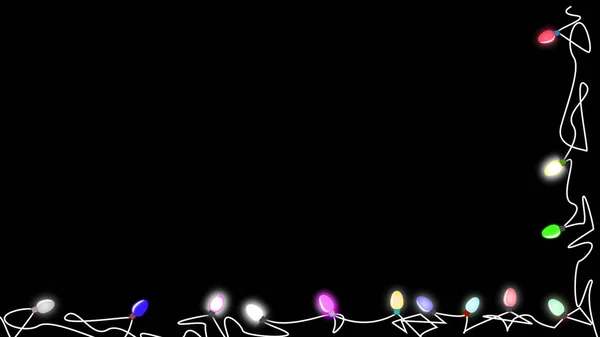 Christmas Lamps Frame Place Text Black Background Illustration — Stockfoto