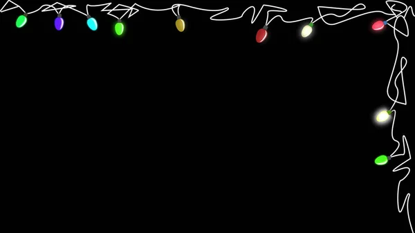 Christmas Lamps Frame Place Text Black Background Illustration — 图库照片