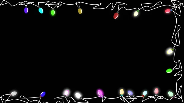 Christmas Lamps Frame Place Text Black Background Illustration — Foto Stock