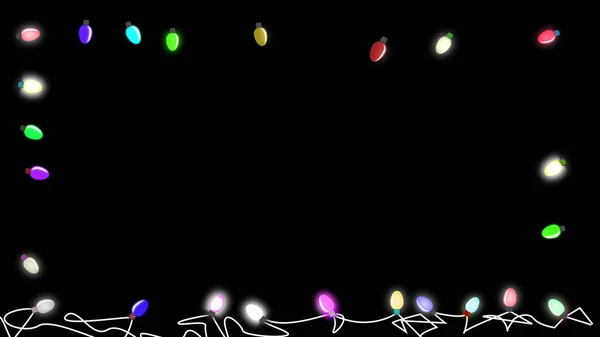 Christmas Lamps Frame Place Text Black Background Illustration — Stock Fotó