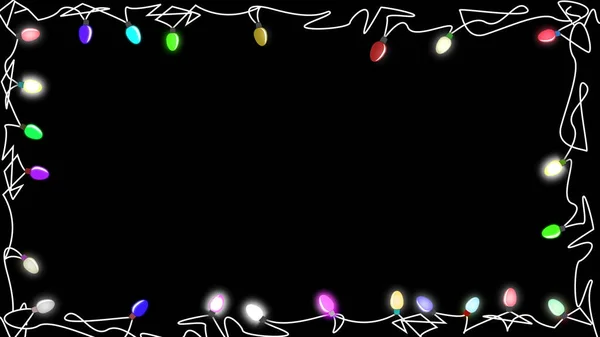 Christmas Lamps Frame Place Text Black Background Illustration — ストック写真