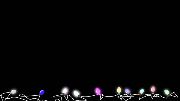 Christmas Lamps Frame Place Text Black Background Illustration — Fotografia de Stock