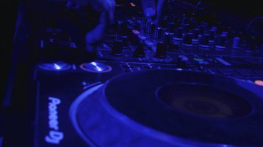 music mixing console, closeup. DJ Desk Pult