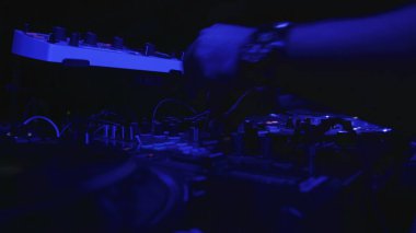 music mixing console, closeup. DJ Desk Pult