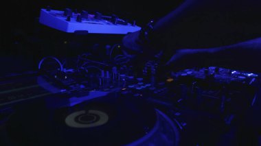 music mixing console, closeup. DJ Desk Pult