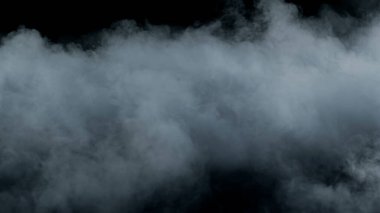 Gerçekçi Bulutlar, sis, duman, sis, buhar, duman, duman, kara zeminde kuru buz dumanı. Poster, duvar kağıdı, doku, bayrak, hala tasarım. Şimşek fırtınası kara bulutlar.
