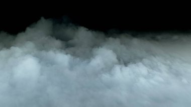 Gerçekçi Bulutlar, sis, duman, sis, buhar, duman, duman, kara zeminde kuru buz dumanı. Poster, duvar kağıdı, doku, bayrak, hala tasarım.