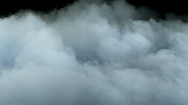 Gerçekçi Bulutlar, sis, duman, sis, buhar, duman, duman, kara zeminde kuru buz dumanı. Poster, duvar kağıdı, doku, bayrak, hala tasarım.