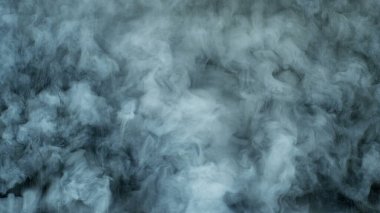 Gerçekçi Bulutlar, sis, duman, sis, buhar, duman, duman, kara zeminde kuru buz dumanı. Poster, duvar kağıdı, doku, bayrak, hala tasarım.