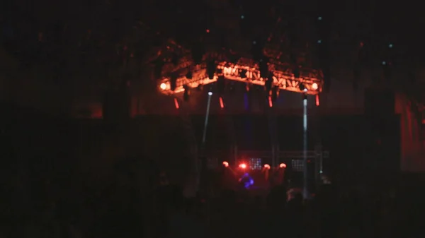 Blurred Image People Party Crowd Concert Bright Stage Lights Night — 스톡 사진