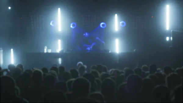 Blurred Image People Party Crowd Concert Bright Stage Lights Night — Foto de Stock