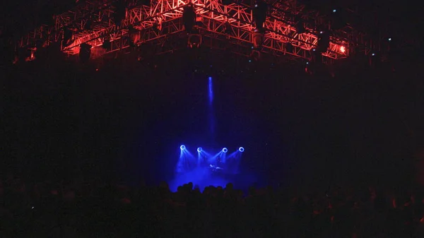 Blurred Image People Party Crowd Concert Bright Stage Lights Night — 스톡 사진