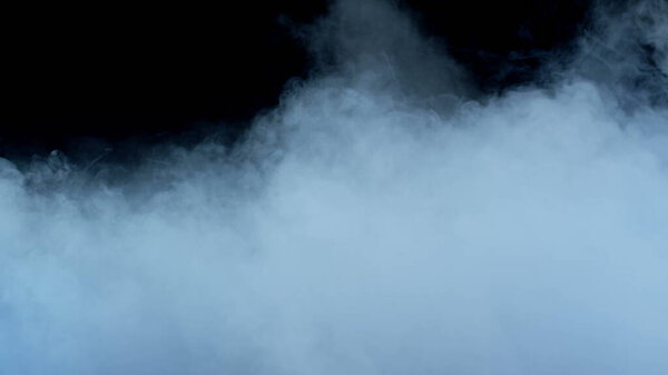 Photo of Realistic Clouds, fog, fume, haze, mist, vapor, smoke, dry ice smoke on black dark Background. Poster, Wallpaper, Texture, Banner, Still design.