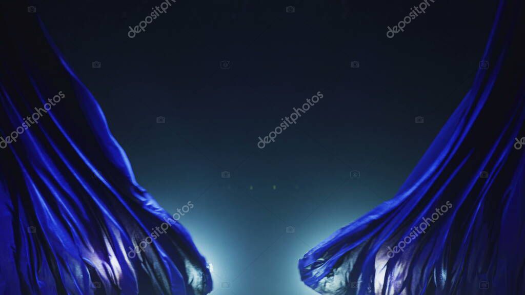 Real Velvet Cloth Stage silk Curtain. Curtain For theater, opera, show, stage scenes. Real Cinematic Curtain Photo. Glittering cloth.