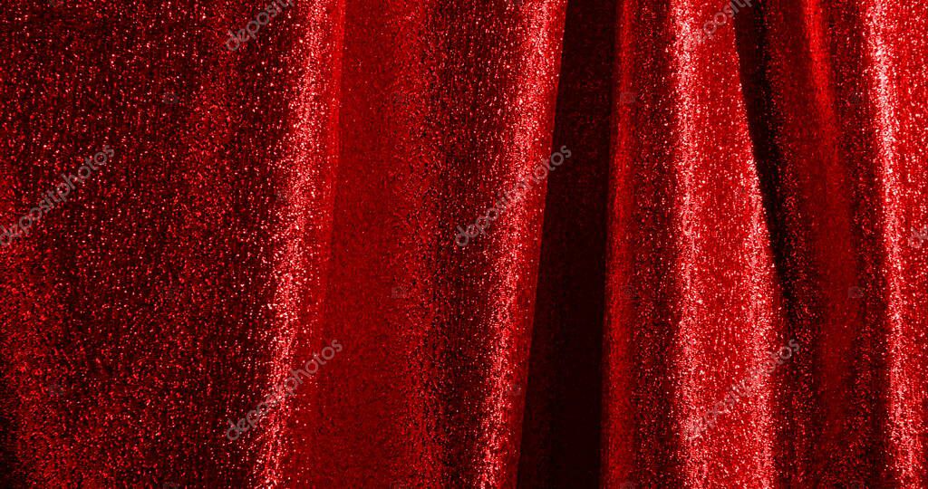 Real Velvet Cloth Stage silk Curtain. Curtain For theater, opera, show, stage scenes. Real Cinematic Curtain Photo. Glittering cloth.
