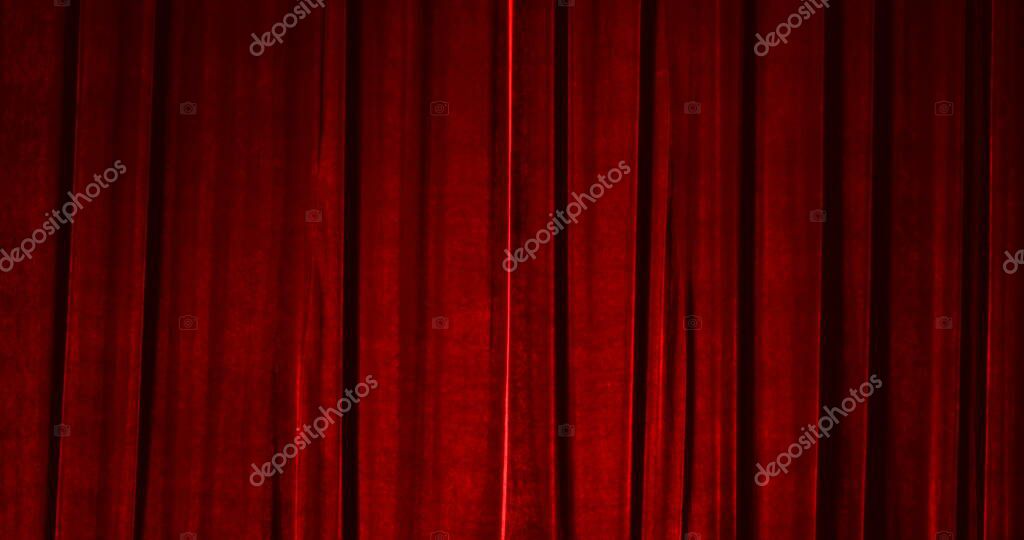 Real Velvet Cloth Stage silk Curtain. Curtain For theater, opera, show, stage scenes. Real Cinematic Curtain Photo. Glittering cloth.