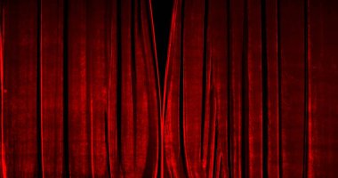 Gerçek Kadife Kumaş Sahne ipeği Perdesi. Tiyatro, opera, gösteri, sahne sahneleri için perde. Gerçek Sinema Perdesi Fotoğrafı. Parlayan kumaş..
