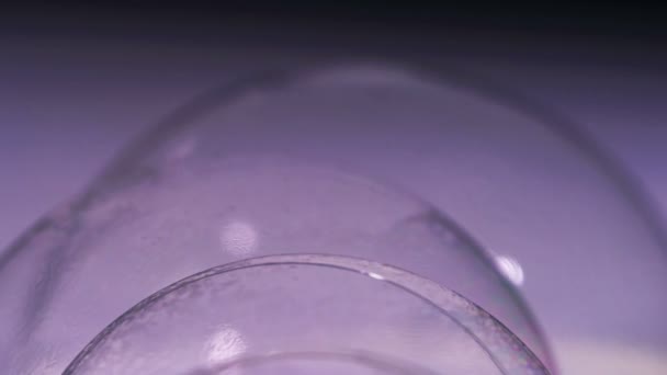 ソープバブルマクロ撮影 クリーンなソフトエレガントな明るい映像背景 クローズアップ石鹸泡の色 消毒液を洗う フロス バックドロップ レッドドラゴンカメラで撮影 スローモーション高品質 — ストック動画