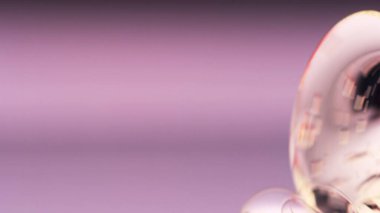 Sıvı su döken jel, Macro dalışı. Temiz, zarif, parlak bir fotoğraf arkaplanı. Yakın plan sabun dezenfeksiyonu. Jöle Sahnesi. Kızıl Ejder kamerasına çek..