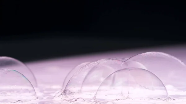 Мильні Бульбашки Макро Стріляють Очищення Якого Елегантного Фотофону Збільшений Колір — стокове фото