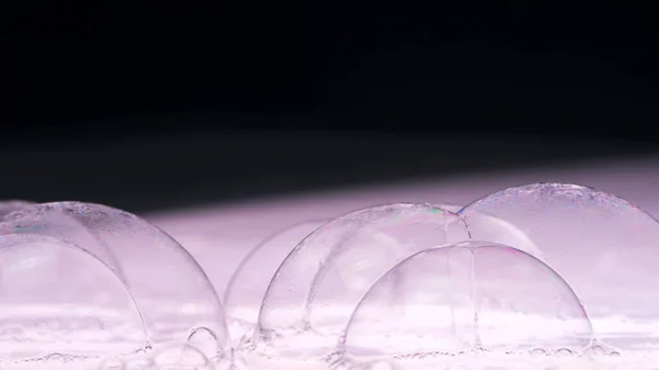 Мильні Бульбашки Макро Стріляють Очищення Якого Елегантного Фотофону Збільшений Колір — стокове фото