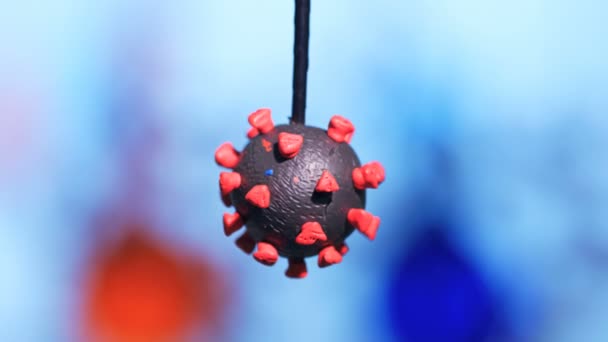 Plasticine Coronavirus Bacteria Model Riprese Ravvicinate Covid Modello Argilla Batterica — Video Stock