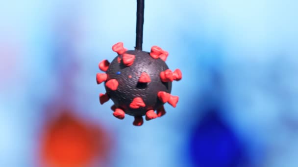 Plasztikin Coronavirus Baktérium Modell Közelkép Covid Sejtes Baktériumok Agyag Modelljéről — Stock videók