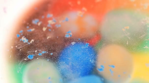 Poussée Macro Réaction Chimique Colorée Taches Couleur Séchées — Video